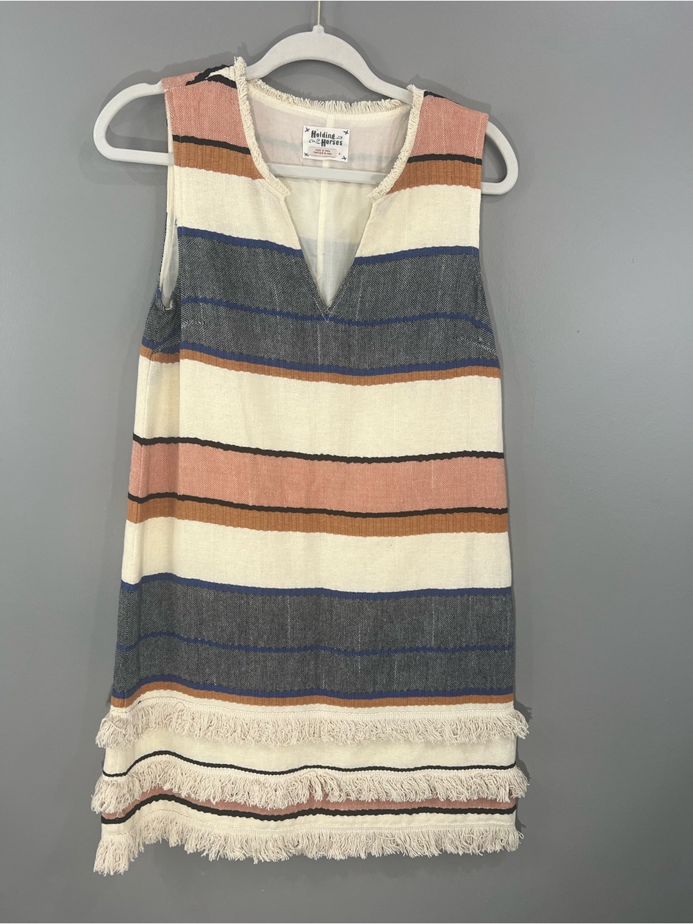 Holding Horses size 4 Striped Fringe Shift Dress Anthropologie